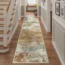 BEIMO Runner Rug for Hallway Kitchen, 2'6"x6' Machine Washable Runners Rug for Entryway, Soft Modern Abstract Throw Rugs, Low Pile Floor Cover with Non Slip Backing, Orange Green