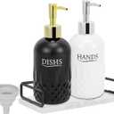 HarJue Glass Soap Dispenser Set, Refillable Dish Soap Pump Dispenser, Kitchen Bathroom Counter Shampoo Conditioner Dispenser (with Marble Tray)