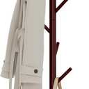 Wooden Freestanding Coat Tree with 4 Height Options and 9 Hooks, Sturdy Coat Rack Stand for Clothes/Bags/Hats, Easy Assemble Save Space Coat Rack for Entryway, Bedroom, Office, Narrow Place (Brown)