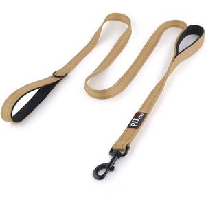 Plutus Pet Double Handle Dog Leash 4ft, Heavy Duty, Reflective Dual Handle Dog Leash for Safety Training, for Medium Large Dogs, 2 Handle Leads(Brown)