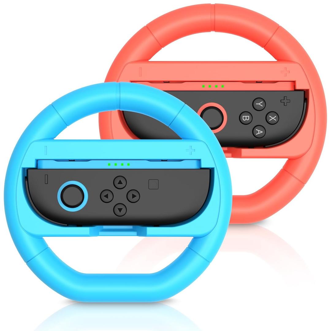 Sioenl 2 Pack Switch Steering Wheel for Nintendo Switch 2 Joy-Cons (2025), Racing Wheel Accessories Compatible with Mario Kart World & 8 Deluxe, Ergonomic Design Grip for NS2 Controllers