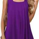 Tencede Women's Summer Tank Tops Square Neck Sleeveless Cute Casual Loose Flowy Fit, Large