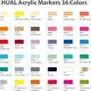 HUAL 36 Acrylic Paint Markers Set 1mm Fine Tip, 36 Vibrant Colors Waterproof, Professional Non-Toxic Ink, Valve-Controlled for Rock, Wood, Glass, Canvas, DIY Art & Professional Crafts