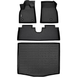GINOWY-Floor Mats & Cargo Liner for Ford Mustang Mach-E 2021-2026TPE All Weather All Season Rubber Car Mats Liners Accessories for Mustang Mach-E Cargo Trunk Mat