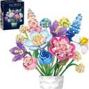 865pcs Flower Building Set, DIY Building Block Flower Bouquet, Beautiful Ornaments, Creates a Cozy Atmosphere with Colorful Artificial Bouquet