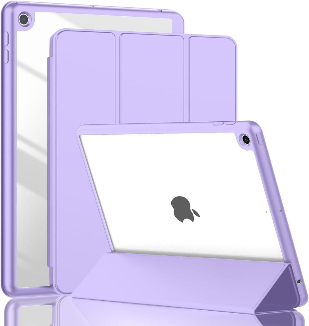 iPad 9th Generation Case 2021/iPad 8th Generation Case 2020 10.2 Inch with Pencil Holder, iPad 7th Gen 2019 Case with Clear Transparent Back, Auto Wake/Sleep Cover(Clove Purple)