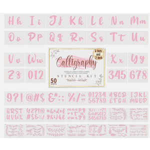 50PCS Calligraphy Stencil Template Kit - 4 Inch and 2 Inch Letter Stencils and Nd 2 Inch Letter Stencils and N
