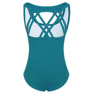 Phineein Girls Sleeveless Ballet Gymnastics Leotards - Kids Athletic Crisscross Back Dancewear Unitards, Blue, 6Y
