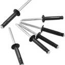 60 Pcs 3/16" x 1" Tri-Fold Exploding Pop Rivets, Aluminum Large Head Blind Rivets (Black)