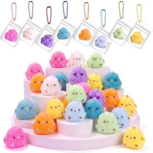 40 Pcs Mini Taba Chick Easter Egg Fillers Basket Stuffers Stress Relief Cute Fidget Squeeze Toys with Keychains Sensory Fidget Toys for Adults Outdoor Treasure Hunt Prizes Birthday Gift