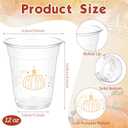 Yaomiao 50 Pcs 12 oz Fall Thanksgiving Plastic Cups Bulk Disposable Fall Cups Clear Pumpkin Maple Leaves Drinking Decorations for Harvest Autumn Thanksgiving Birthday Party Supplies