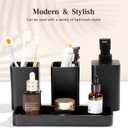 YMXYJM Bathroom Accessories Set, 4 Pcs Bathroom Accessory Set, Soap Dispenser, Toothbrush Holder, Qtip Holder Set, Bathroom Sets Complete, Bathroom Sink Set for Modern Home,Matte Black