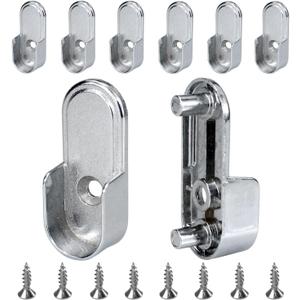 8Pcs Closet Rod Bracket 15mm x 30mm Oval Closet Rod End Supports (Single Hole) with Rear Facing 6.5mm Pins