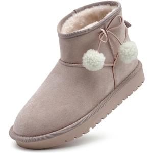 Girls Boots Kids Winter Snow Boots Faux Fur Lined Short Boots Fuzzy Warm Ankle Shoes for Little Big Kids Girls