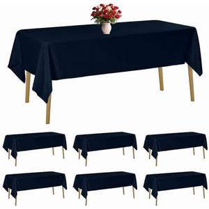 2 Pack Navy Blue Tablecloth Table Cloth for 6 Foot Rectangle Tables, Wrinkle Resistant Washable Polyester Fabric Table Covers for Party, Wedding,Dining,and Banquet