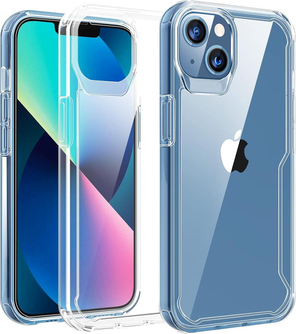 Crystal Clear iPhone 13 Case, Non-Yellowing Shockproof Protective Phone Case Slim Thin TPU Bumper Cover [Soft Anti-Scratch], 6.1 inch (Crystal Clear)