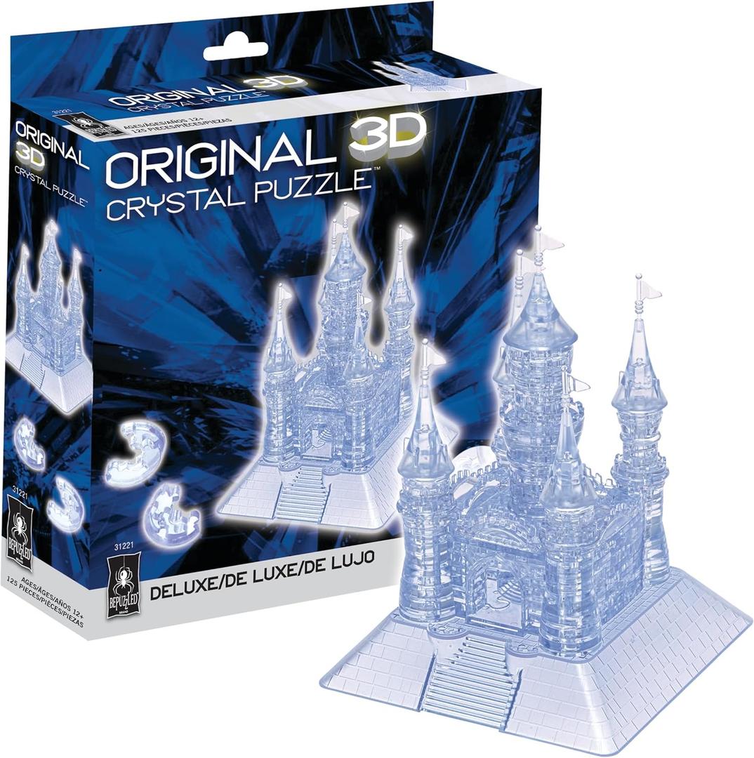 BePuzzled, Grand Castle Deluxe Original 3D Crystal Puzzle, Perfect for Puzzlers Ages 12 and Up, Challenging to Complete and Beautiful to Display, Collect Them All