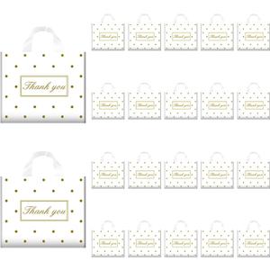 Tote Bags, Small & Medium, White & Pink, Reusable Plastic Shopping Bags with Handle & Slip Pocket (White, 15x12 Inch100PCS)