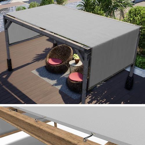 ColourTree 8' x 16' Grey Pergola Sun Shade Canopy Replacement Cover UPF50, Commercial Grade 260 GSM Cloth for Outdoor Patio, Garden, Backyard