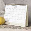 2 x Aesthetic Desk Calendar 2025-2026 - Runs from January 2025 until June 2026 - Beautiful Small Flip Desktop Calendar for Easy Organizing (Beige)