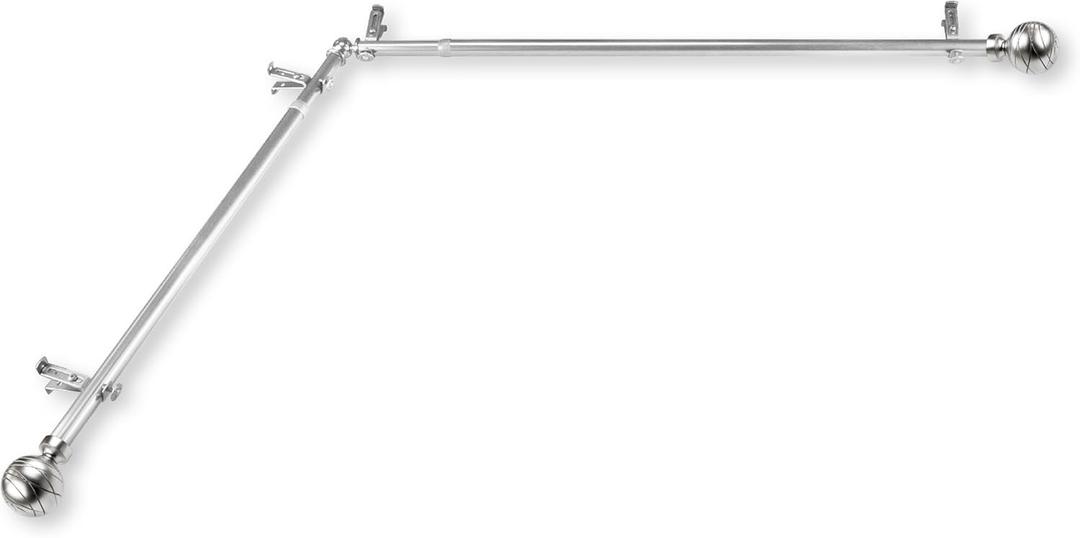 Rod Desyne Arman Corner Single Curtain Rod Set, 28-48 inch (Satin Nickel)