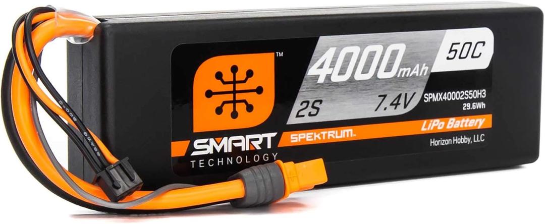 Spektrum 7.4V 4000mAh 2S 50C Smart LiPo Battery, IC3, SPMX40002S50H3