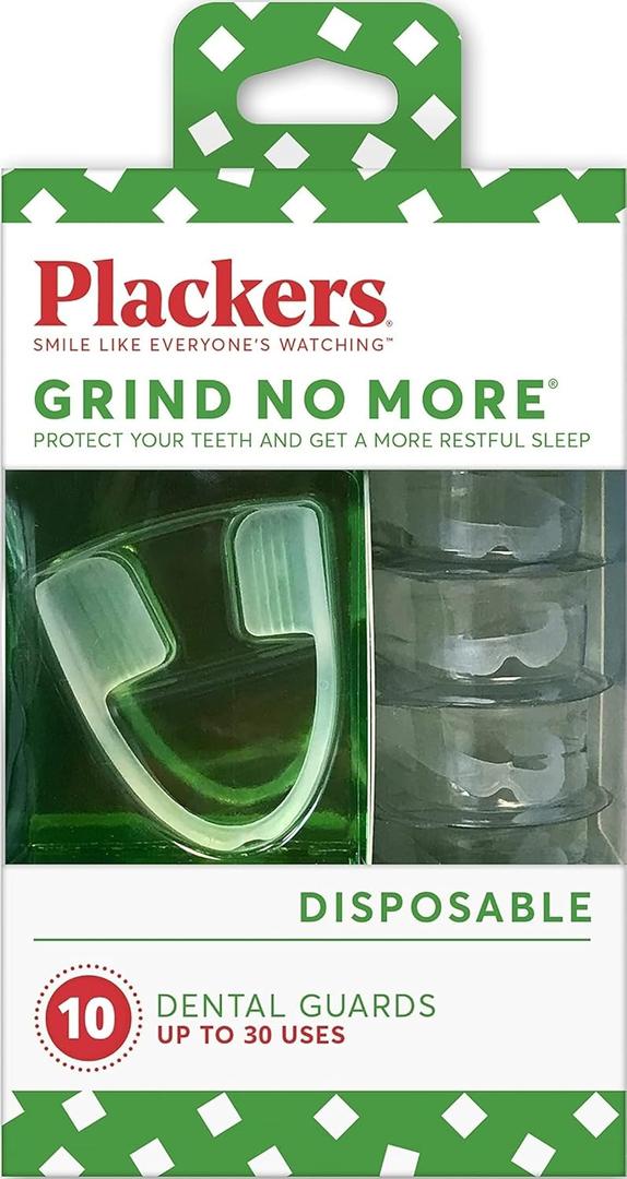 Plackers Grind No More Night Guard, Nighttime Protection for Teeth, Sleep Well, BPA Free, Ready to Wear, Disposable, One Size Fits All, 10 Count