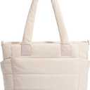 Tote Bag for Women Puffer Tote Bag Large Nurse Bags Shoulder Handbag with Zipper for Work Travel (Camel)