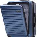 TydeCkare 20 Inch Carrry On Luggage with Front Zipper Pocket, 45L, Lightweight ABS+PC Hardshell Suitcase with TSA Lock & Spinner Silent Wheels, Convenient for Business Trips, Ice Blue