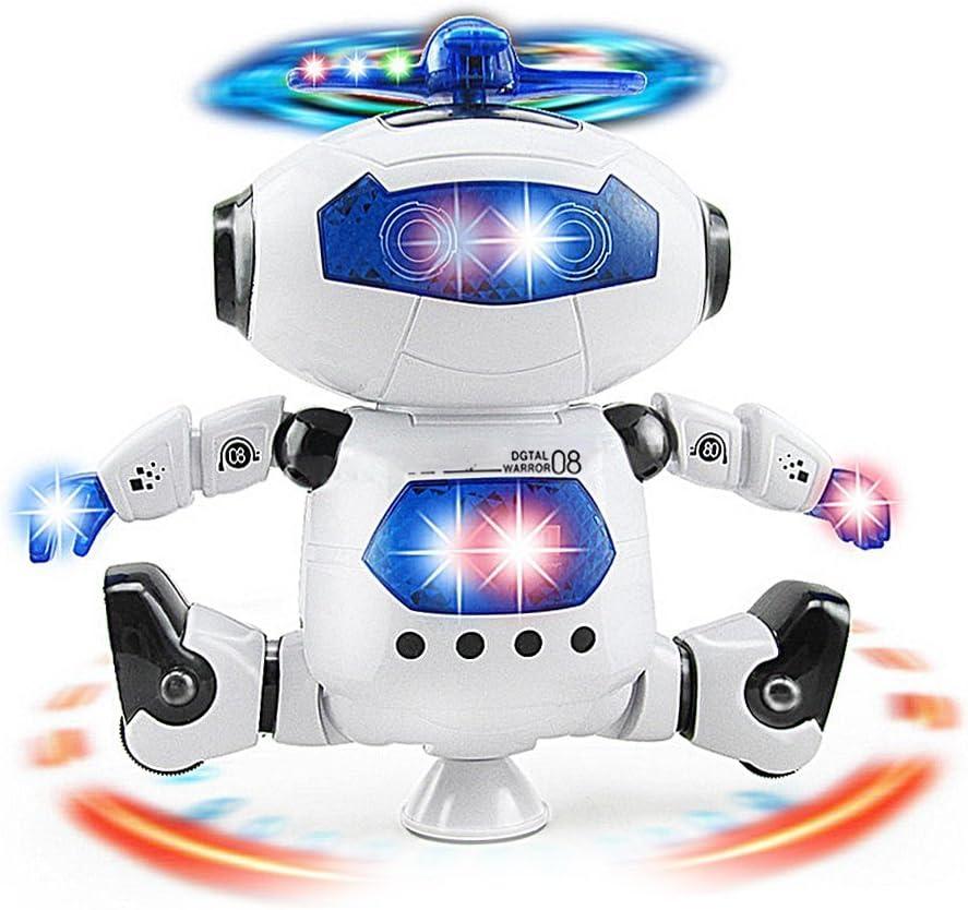 Musical Walking Dancing Robot Toy for Kids, Flashing Lights, 360 Body Spinning, Toddlers Bosys Girls Fun Figure Toy