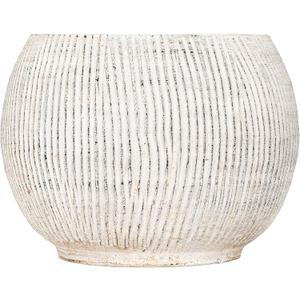 Creative Co-Op Distressed Cream Terracotta Planter with Fluted Texture