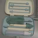 Momcozy Bottle Brush Set - Baby Bottle Cleaner Kit with Silicone Brush, Nipple Brush, Straw Brush, Soap Dispenser, Drying Rack - 7 in 1 Bottle Cleaning Tool for Home and Travel, Green (Classic Style)