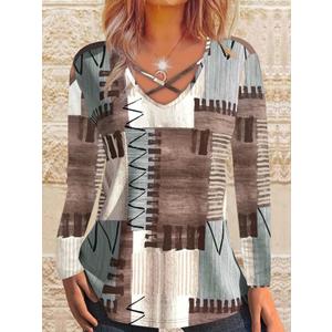 Plus Size Tops for Women Fall Long Sleeve Shirts V Neck Casual Loose Tunic Blouse (5X, A1)