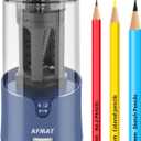 AFMAT Pencil Sharpener, Electric Pencil Sharpener for Colored Pencils, Auto Stop, Fast Sharpen in 3s, Large Hole Pencil Sharpeners Plug in for 6-12mm No.2/Jumbo Pencils-Blue