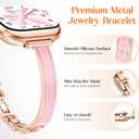 Slim Dressy Watch Bands for Women Compatible with Apple Watch Band Size: 42mm(Series 11 10)/41mm/40mm/38mm, Jewelry Thin Bracelet Classy Metal Designer Fancy Strap for iWatch Ultra Series 11 10 9 8 7 6 5 4 SE 3 2 1