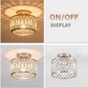 Rpzloila Crystal Ceiling Light Fixture, Modern Semi Flush Mount Ceiling Light,Crystal Chandelier for Kitchen Bedroom Bathroom Entryway Nickel Finish (Bulb not Included)
