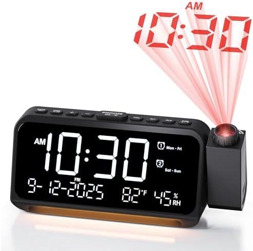 Roxicosly Projection Alarm Clock for Bedroom Ceiling, 118 dB Super Loud for Heavy Sleepers, Dual Alarm with Weekday/Weekend, Adjustable Volume, 6.7" Large Digital Dimmable Display, Easy to Read