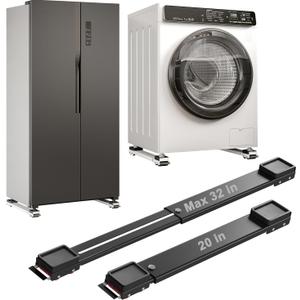 Appliance Rollers Heavy Duty 20-32in New Generation Extendable Appliance Rollers Anti Slip Mobile Washing Machine Base Easily Move Dryers, Refrigerators, Furniture (Black-Upgrade wheel)