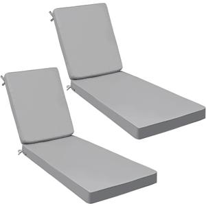 AAAAAcessories Outdoor Chaise Lounge Cushions, Fade-Resistant, Waterproof Patio Furniture Replacement Cushions, 74" x 23" x 3", Set of 2, Gray