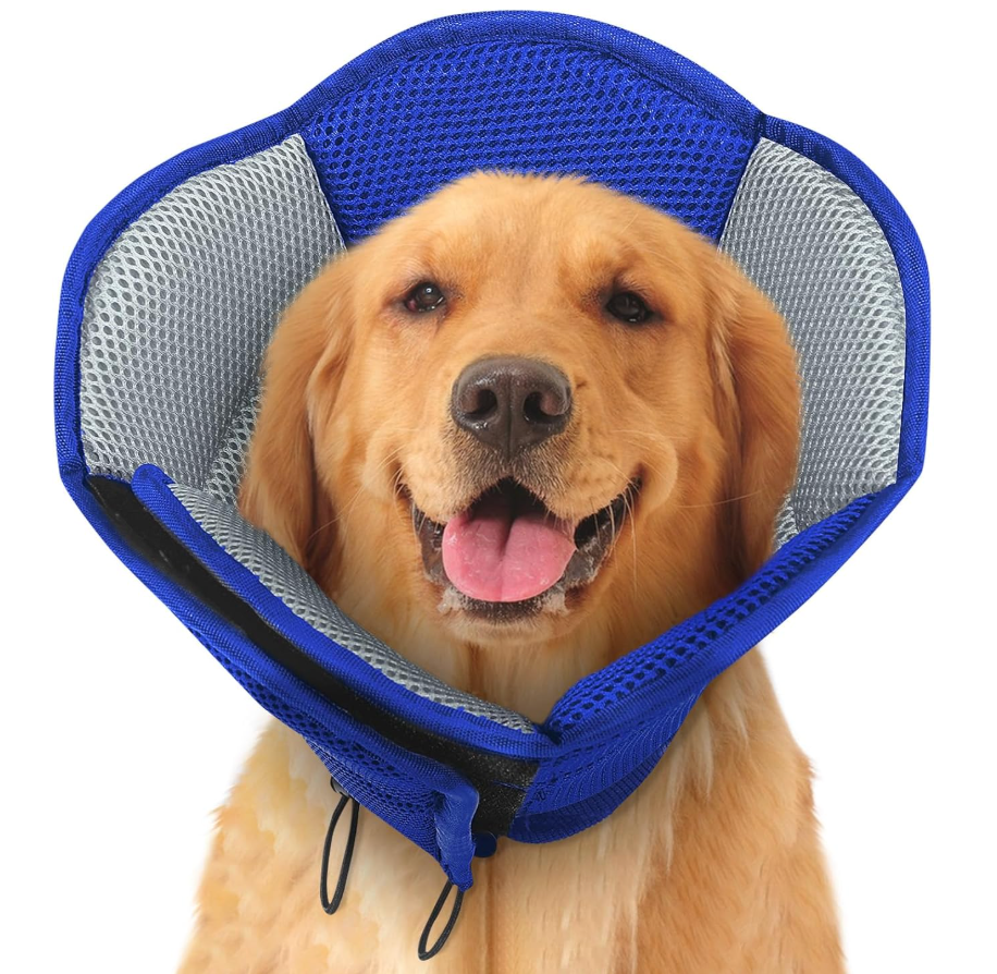 SUNFURA Dog Cones for Large Dogs, Soft Pet Cone Stop Licking After Surgery, Adjustable Pet E-Collar Alternative for Wound Healing, Blue X-Large