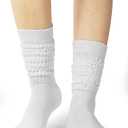 BomKinta Slouch Socks Women Thigh High Boot Socks Soft Scrunch Socks - Gifts for Women Size 5-11 (White White White -3 Paris)
