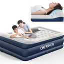 Queen Air Mattress with Built in Pump, 20.5" Elevated Integrated Pillow Top Blow Up Mattress, Supports 800 lbs, Portable 3 Min Self Inflating Inflatable Bed for Guests, Home & Camping