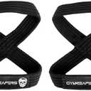 Gymreapers Figure 8 Lifting Straps for Deadlift, Powerlifting, Strongman, Cross Training Strong Weightlifting Wrist Straps for Men, Women (Black, Small)