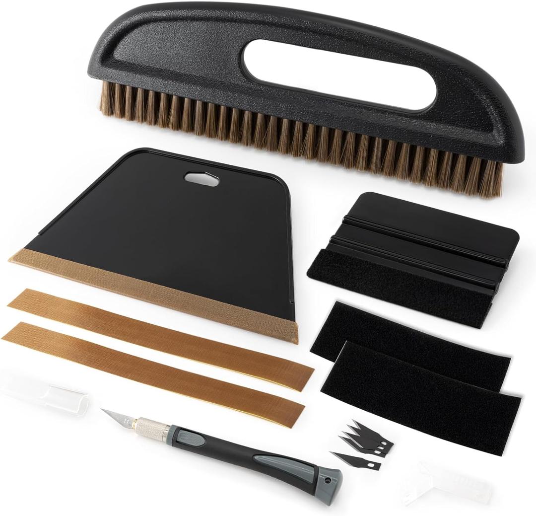 Gomake Wallpaper Smoothing Tool Wallpaper Brush Tools Kit with Felt Squeegee Craft Precision Knife for Paper Peel and Stick Wallpaper Car Wrap Vinyl Window Tint Film Wallpaper Adhesive (Kit 02)