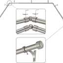 Brushed Nickel Bay Window Curtain Rods with Aluminum End Cap Finials and Brackets,Adjustable 32-86 Inch Center Rod for windows (20-82), 32-58 Inch Side Rods for windows (20-54)