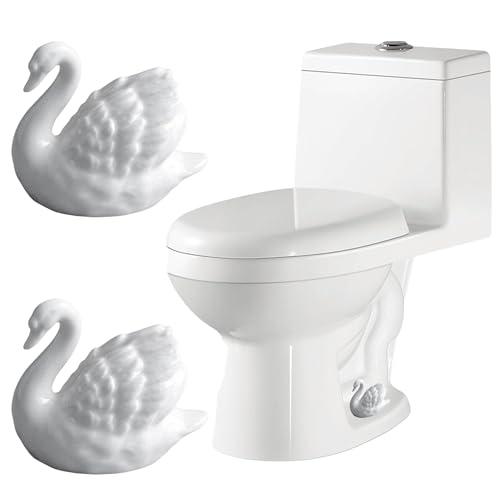 QZAVIRE Toilet Bolt Caps Decorative Elegant Swan Ceramic Decorative Toilet Bolt Covers Caps, Toilet Bolt Covers Decorative Animals For Bathroom (White)