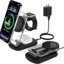 3 in 1 Magnetic Wireless Charging Station for Apple Devices, Fast Foldable Travel Mag-Safe Charger Stand with Night Light for iPhone 17 16 15 14 13 12 Series, Apple Watch/AirPods Pro (Upgraded Black)