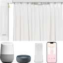 Smart Curtains System, Electric Curtain Track with Automated Rail, Motorized Curtain Rod with Remote Control, Works with Alexa Google Home Tuya App, Voice Control, for Home Bedroom (126 Inches)