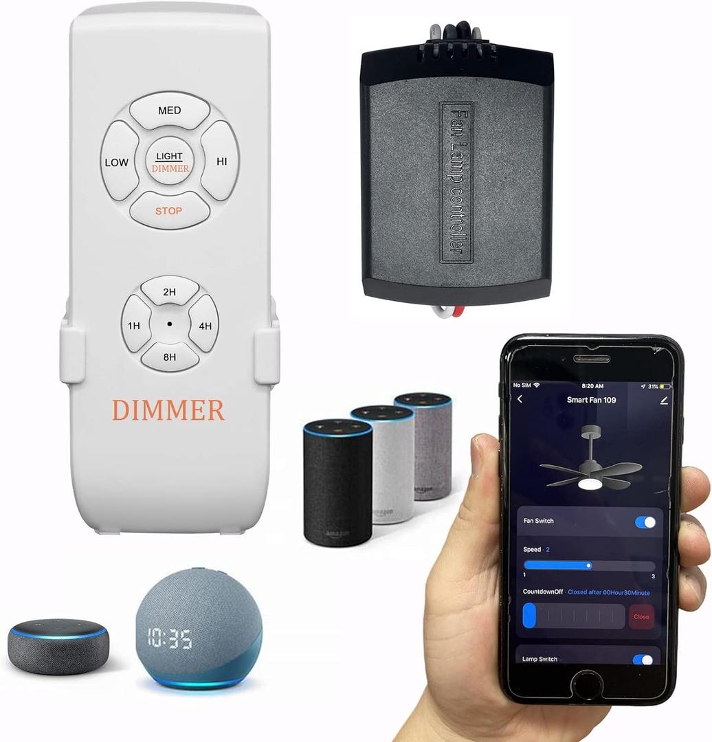 Universal Smart WiFi Ceiling Fan Remote Control Kit, Compatible with Alexa, Google Assistant and Smart Life App, No Hub Required DIMMER Universal Smart WiFi Ceiling Fan Remote Control Kit, Compatible with Alexa, Google Assistant and Smart Life App, No Hub Required DIMMER