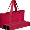American Mahjong Set - Red Burgundy Soft Bag - 166 White Engraved Tiles, 4 All-in-One Rack/Pushers Western Mah Jongg Game Set, 6" x 21" x 10"